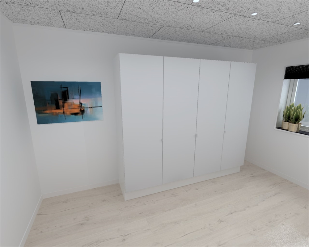Garderobeskab Med 4 Låger I Grå 240 Cm Fra Kitchn Med Plano Grå Front